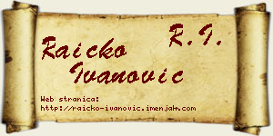 Raičko Ivanović vizit kartica